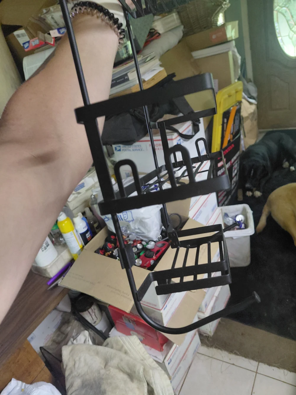 Better Homes & Gardens Lock-Top Hanging Shower Caddy in a modern matte black fin